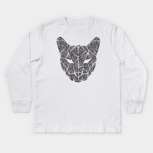 Black African Print Panther Kids Long Sleeve T-Shirt